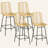 Rattan Bar Stools Set Of 4, 26" Counter Height Barstools, Boho Kitchen Island Stools With Breathable Wicker Seat And Back-1399347097