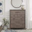 Commode 5 tiroirs Avana, aucun assemblage requis, finition grège fumée