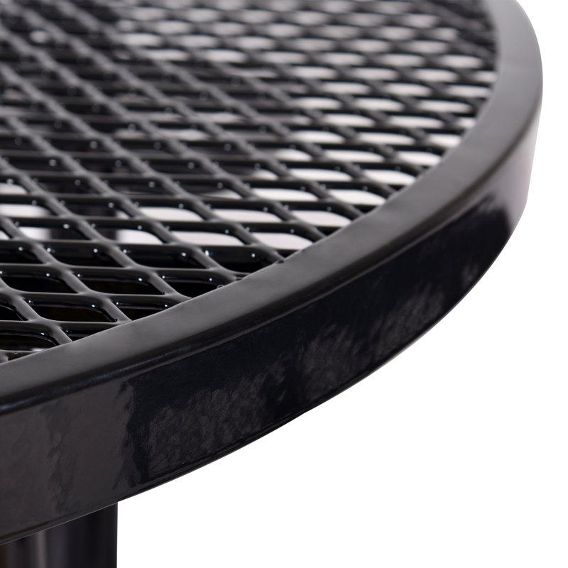Round outdoor steel picnic table, Black