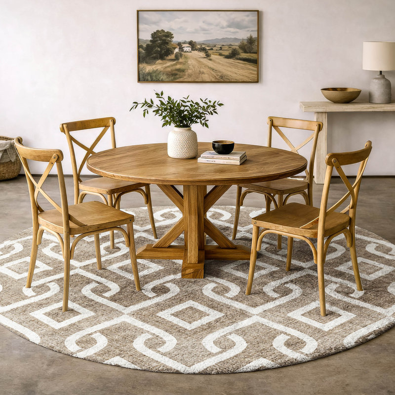 Tapis à poil long de qualité supérieure lavable à la machine ADS621, Brown, 8' Round