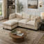 Canapé modulaire 96,5 po pour salon, canapé rembourré en chenille douce, canapé 3 places avec repose-pieds-1074925824