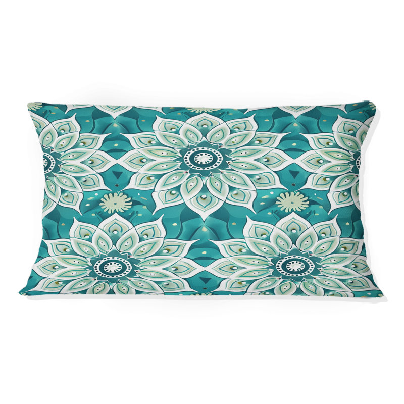 Coussin lombaire bleu Boho Florals II - Boho