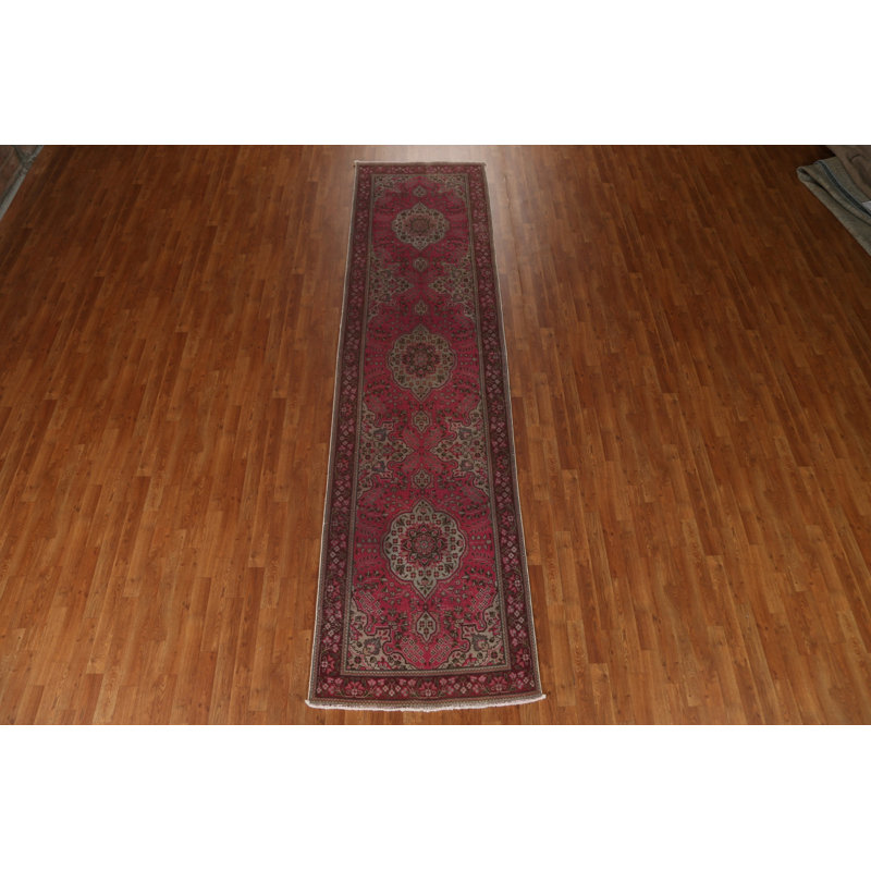 One-of-a-Kind 3'3'' X 12'9'' 1970s Runner Wool Area Rug in