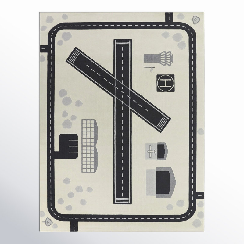 Tapis pour enfants Begaye, Rectangle 3 pi 11 po x 5 pi 7 po, Noir