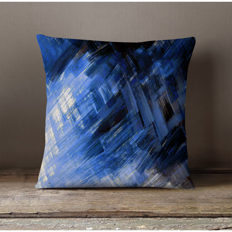 Throw Pillow With Insert, Blue Abstract 13, 16"H x 16"W