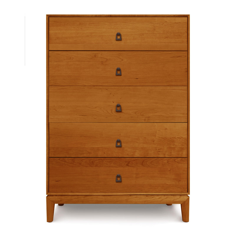 Commode 5 tiroirs Mansfield, H 51,88 po x l 33,5 po x P 18 po, Cerisier d'automne