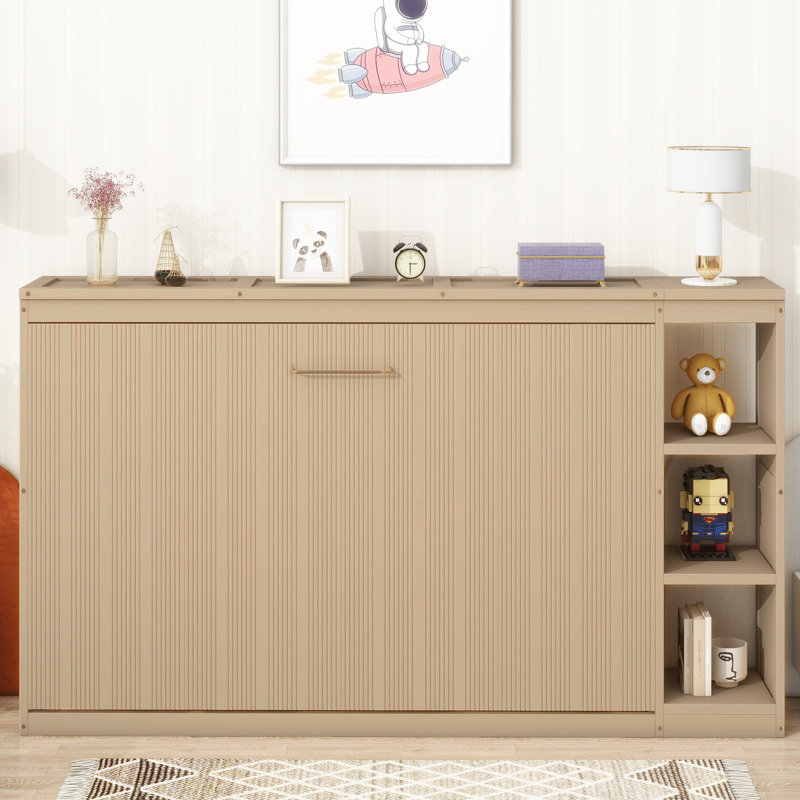 Murphy Bed With Bookshelf, Full, White