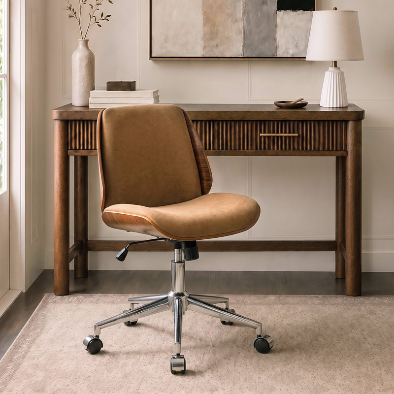 Chaise de bureau Oswina Ember, Polyester caramel