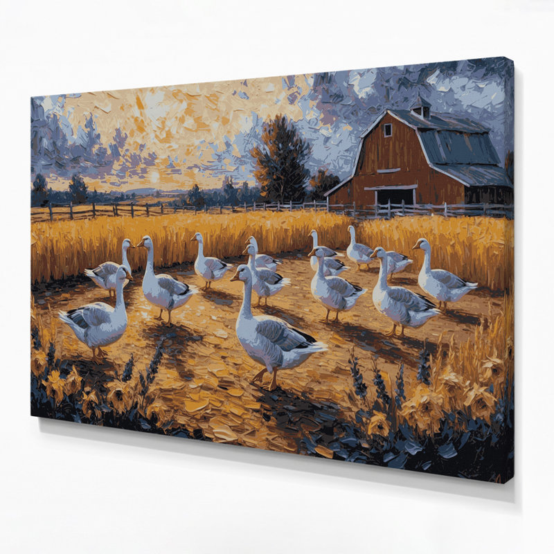 «Farm Geese Brown», art mural sur toile, H 20 po x l 30 po