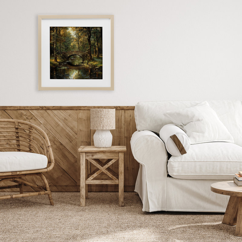 «Forest Bridge in Autumn Light», reproduction encadrée sous verre, design by Creative Studio, 16 x 16