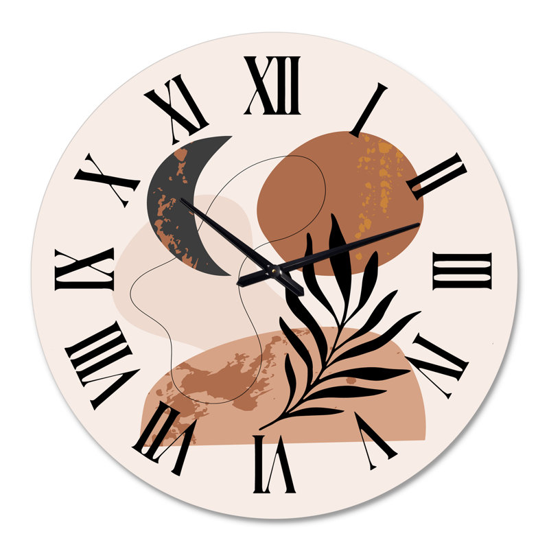 Lune et soleil en forme de terre cuite rétro I - horloge murale moderne, Grand