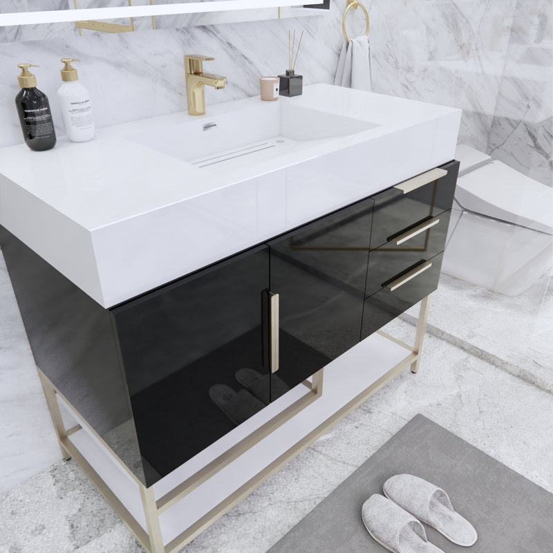 Ensemble de meuble-lavabo simple 41,5 po Glasgow, Noir ultrabrillant