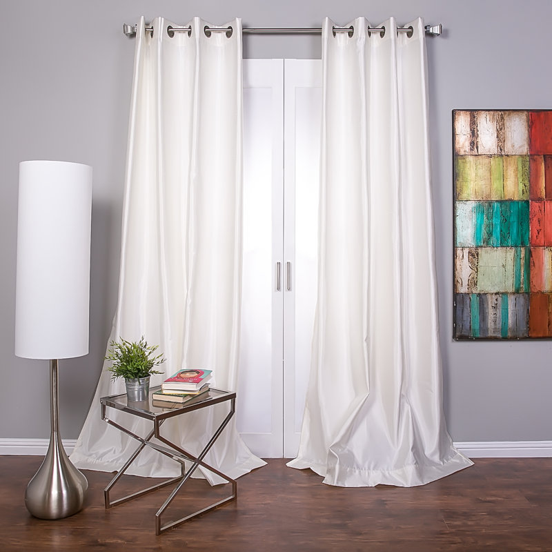 Bordovice Semi Sheer Curtain Single Panel, White, 54" W x 108" L