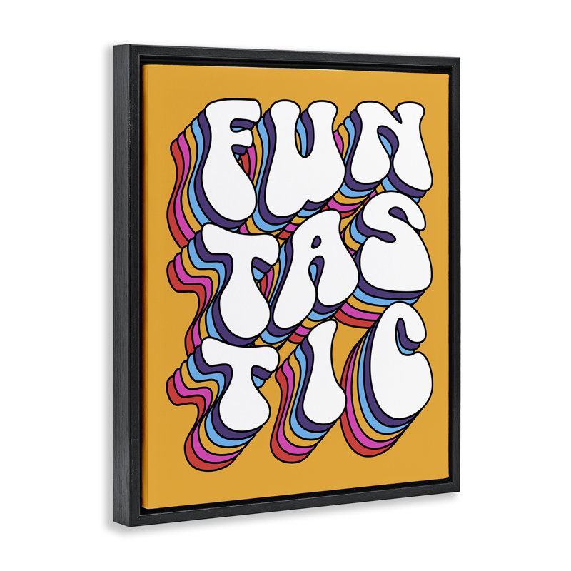 "Funtastic Groovy", art mural encadré sur toile flottante par Ahmad Sayeh Hussein, Cadre flottant noir de jais