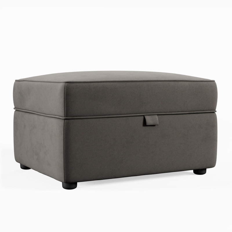 Birjesh 63cm Wide Rectangle Solid Colour Footstool Ottoman with Storage, Asphalt