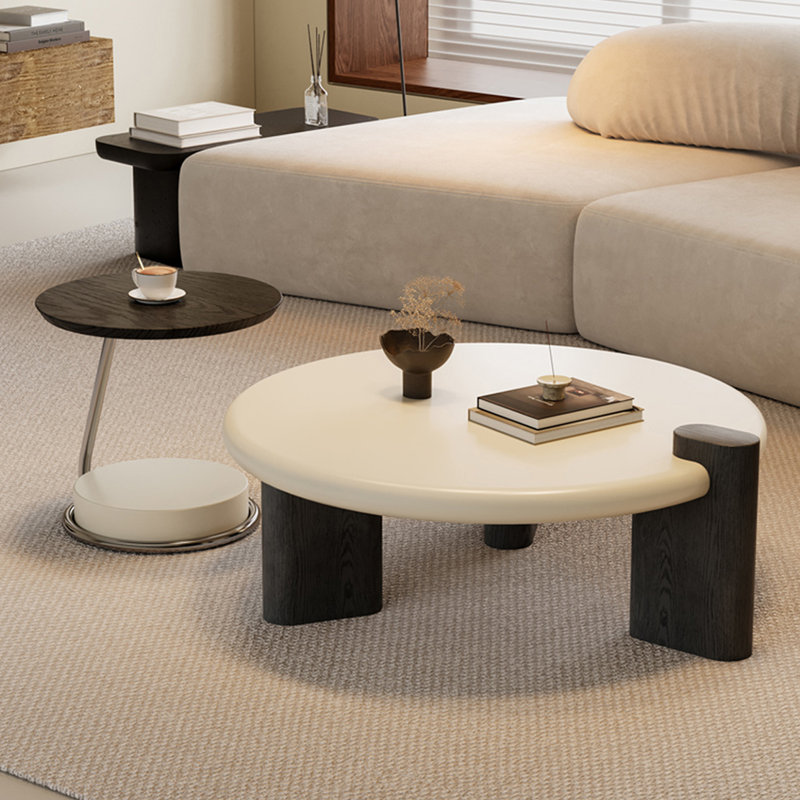Mid-century Round Coffee Table Set, 15.7" H x 35.4" L x 35.4" W