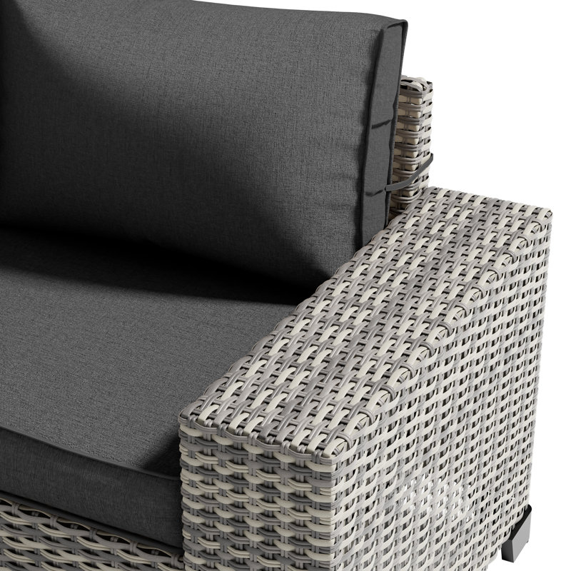 Ensemble modulaire de patio en osier 7 pièces avec table de foyer et ensemble de conversation extérieur rembourré en PEHD 7 pièces