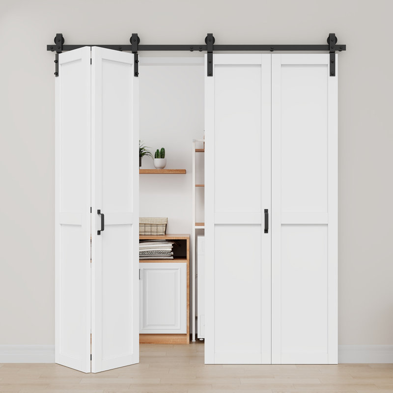 Porte de grange pliante double 84 po H 84 po, 72 po x 84 po, 2 panneaux