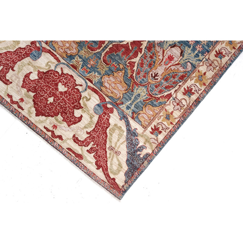 High-Quality Hand-Knotted Blue And Red Area Rug