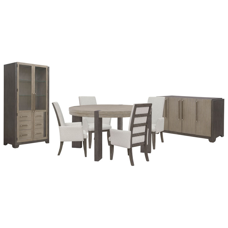 Table de salle à manger Inzillo, 7 pièces: table, 4 chaises, armoire, buffet