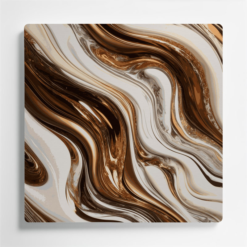 Art abstrait abstrait en métal beige 91, H 12 po x l 12 po