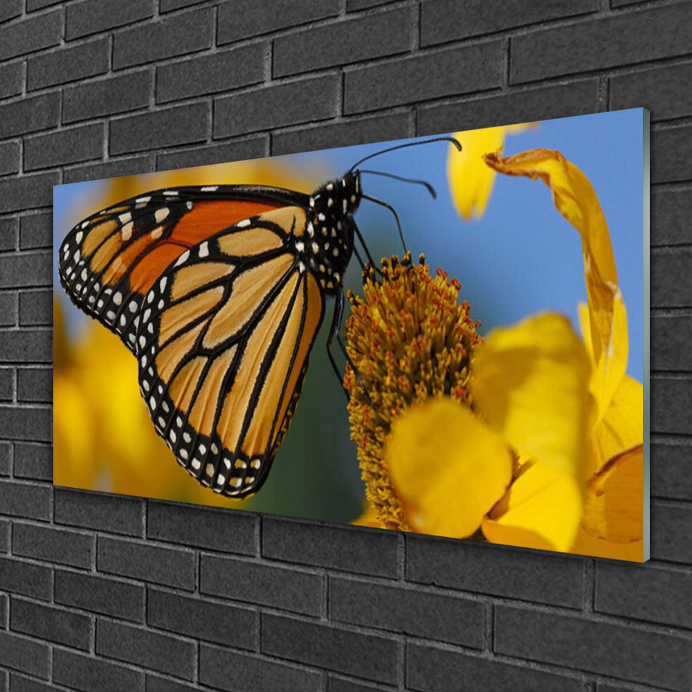 Glasbild Schmetterling Blume Natur