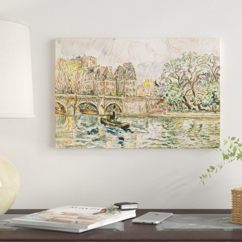 «Paris le Place Dauphine», impression sur toile, H 18 po x l 26 po x P 1,5 po, Toile tendue, Pas de tapis
