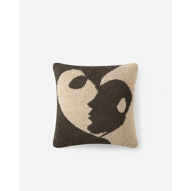 Faces II Square Pillow Cover & Insert, Mocha/Biscotti