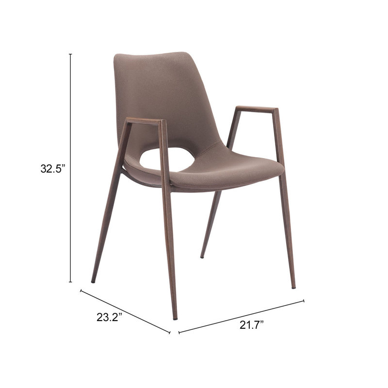 18.1'' H Faux Leather Upholstered Armchair, Brown, Brown