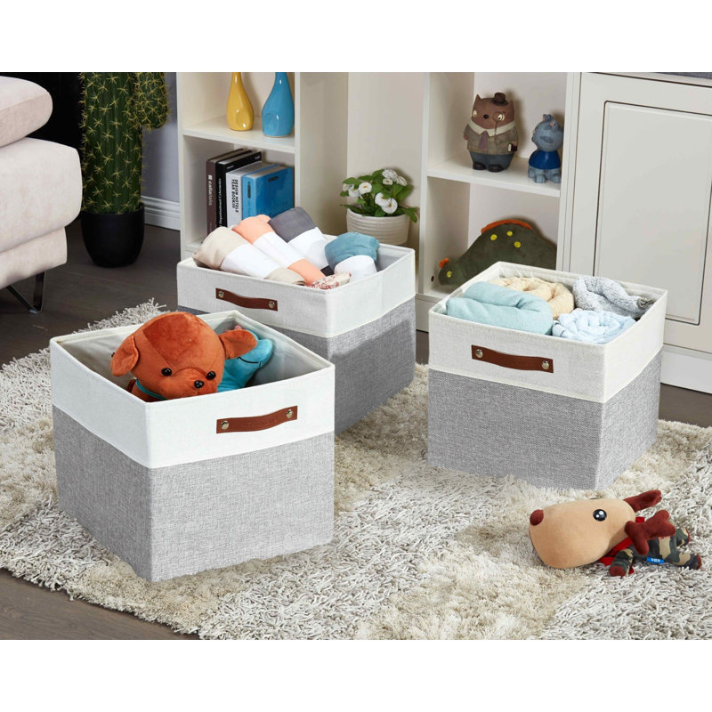 Ensemble de cubes en tissu, Gris clair / Blanc
