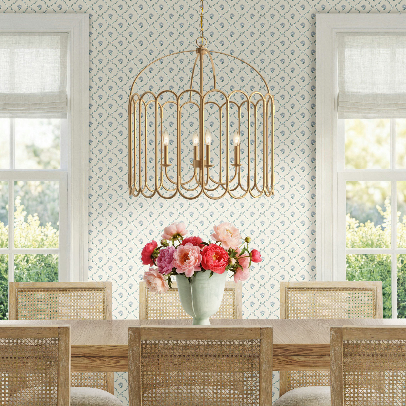 Charla 4-Light Chandelier, Natural Brass