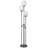 3 Light Torchiere Floor Lamp, Leaf Design Glass Shade, Black Metal 71 Inch