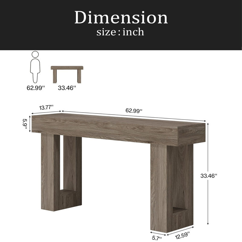 Elegant Console Table,Wooden Side Table, Gray