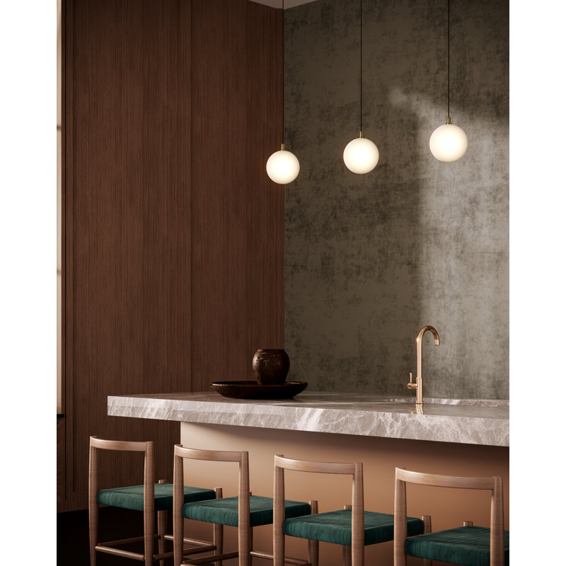 Bolla 5-In Opal Glass LED Pendant, Opal, Brushed Gold