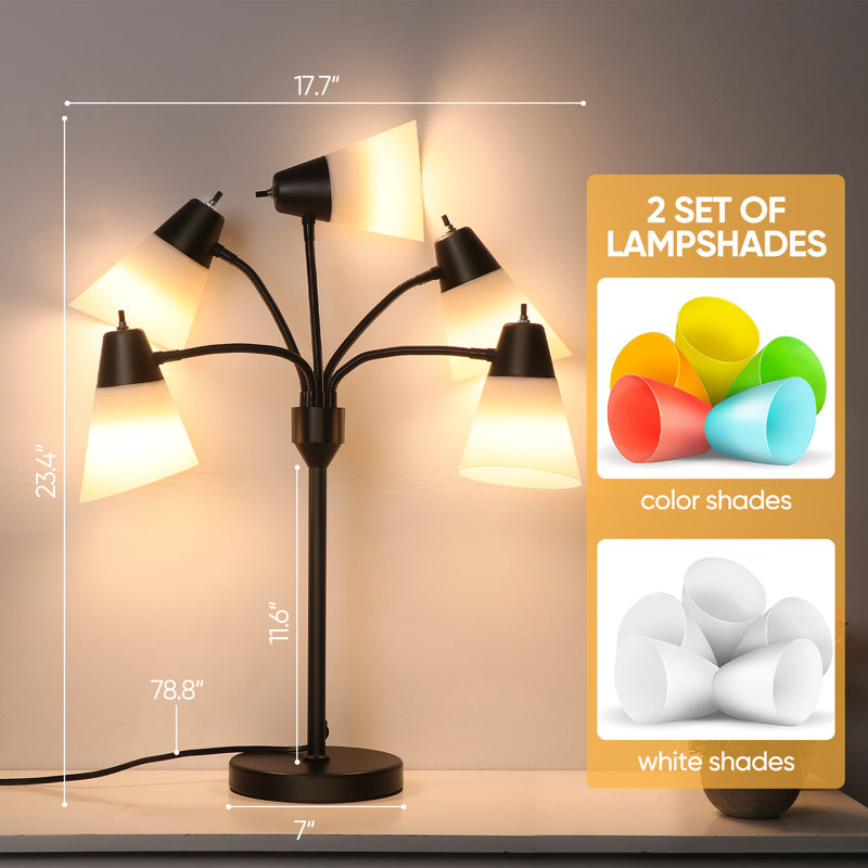 Lampe de table réglable 17,7 po Nastaja avec abat-jour multicolore pour chambre d'enfant