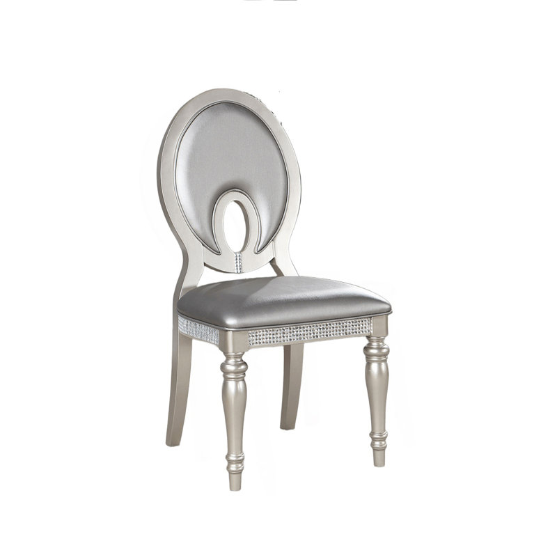 Ensemble formel de chaises d'appoint de salle à manger 2 pièces revêtues de similicuir argenté