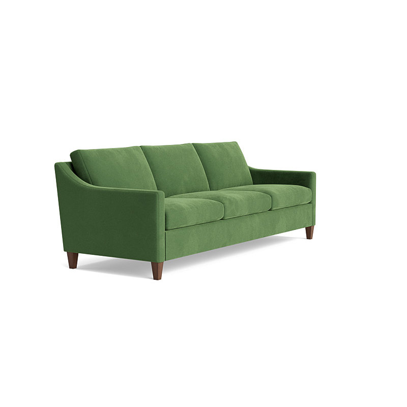 Vera Sofa (95"), Walnut Finish (Angled), Performance Velvet - Ivy