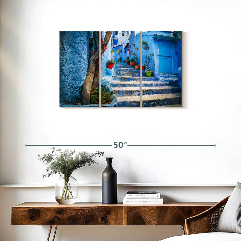 Sebbie Chefchaouen Blue Stairs, 20" H x 33" W