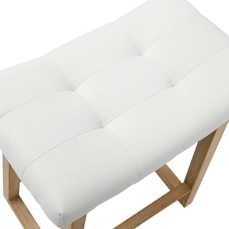 Tabouret de bar 24 po Cindina, Ivoire lin / bois