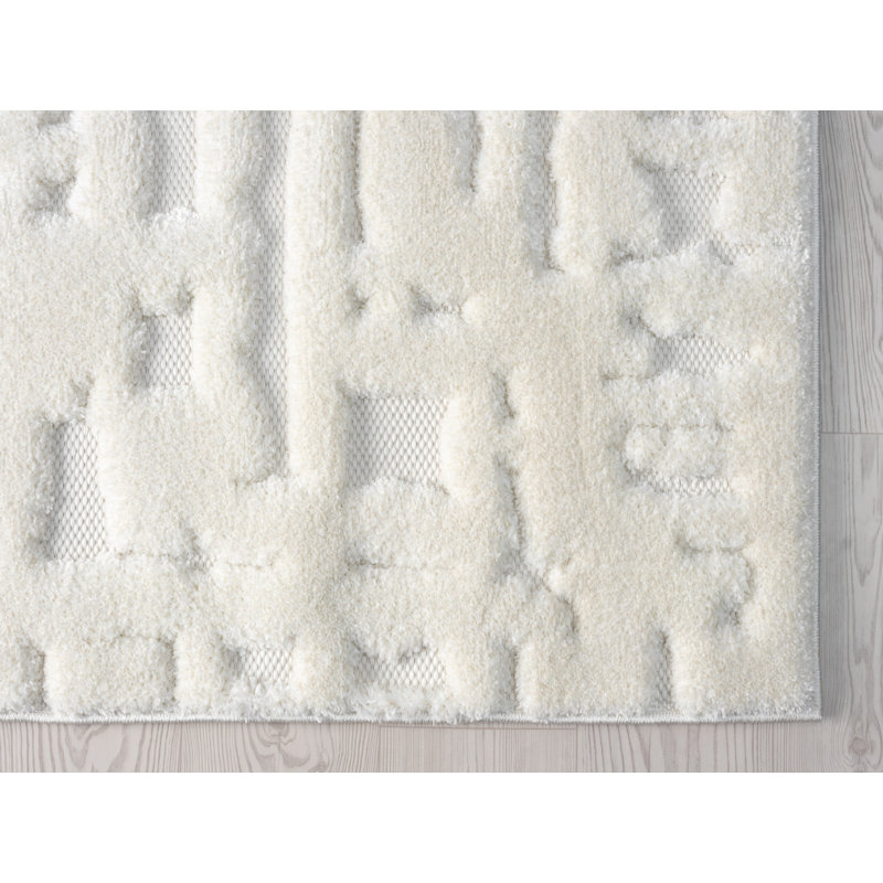 Oheneba Collection Modern Abstract Cream Area Rug, Rectangle 5' x 8'