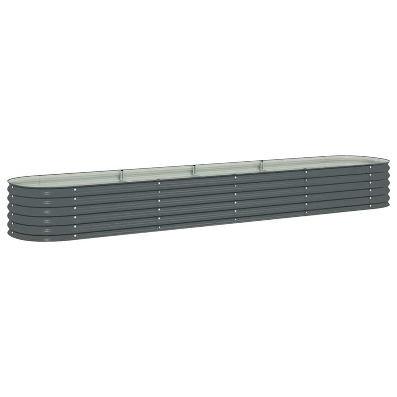 Pickell Galvanized Steel Raised Garden Planter, Gray, 17.6" H x 160" W x 32" D