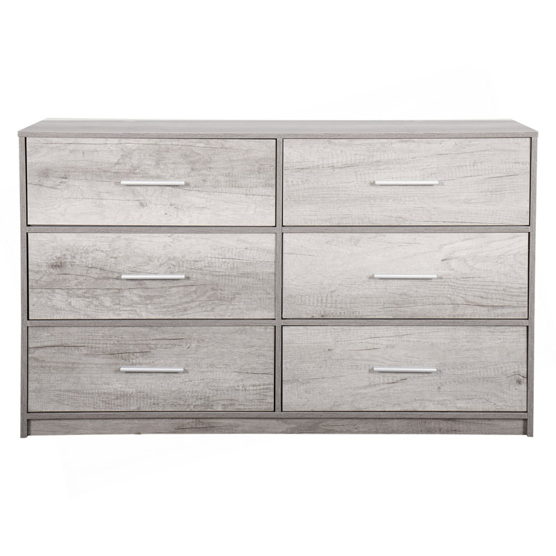 6-Drawer Dresser With Large Fabric Drawers, Gray, Silver