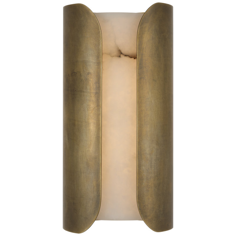 Anne-Marie Barton Armise 18" Sconce with Alabaster, 14" H x 7" W x 7.75" D, Mottled Brass