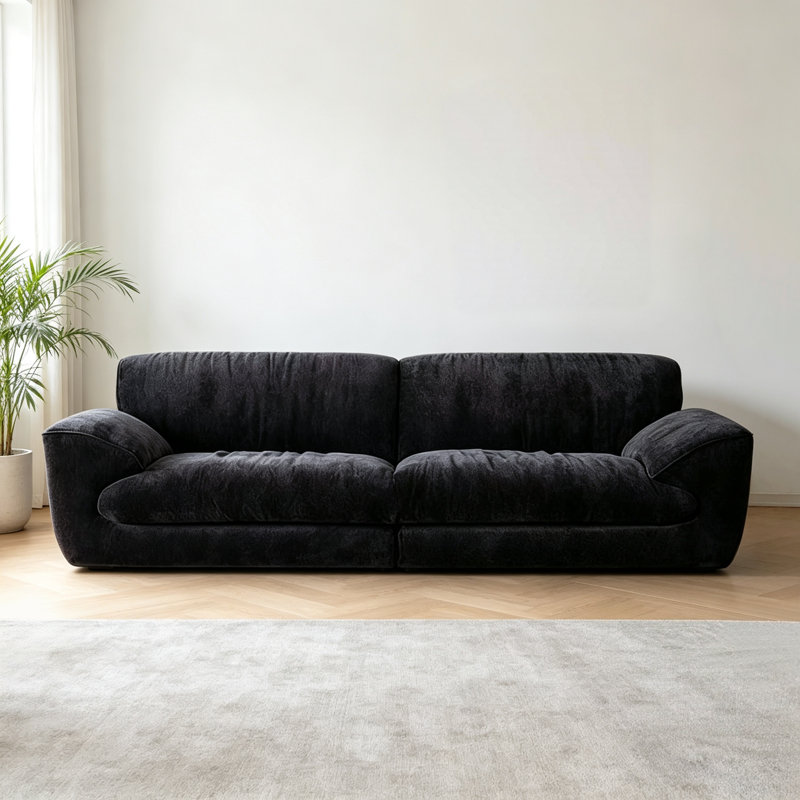 Canapé rétro noir, 110.24" W