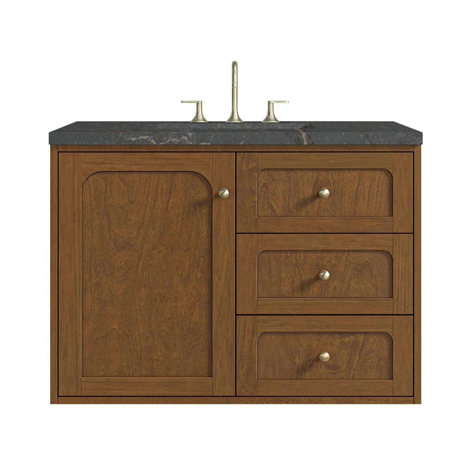 Laurent 36'' W Single Vanity, Parisien Bleu, 8" Widespread, Honey Brown