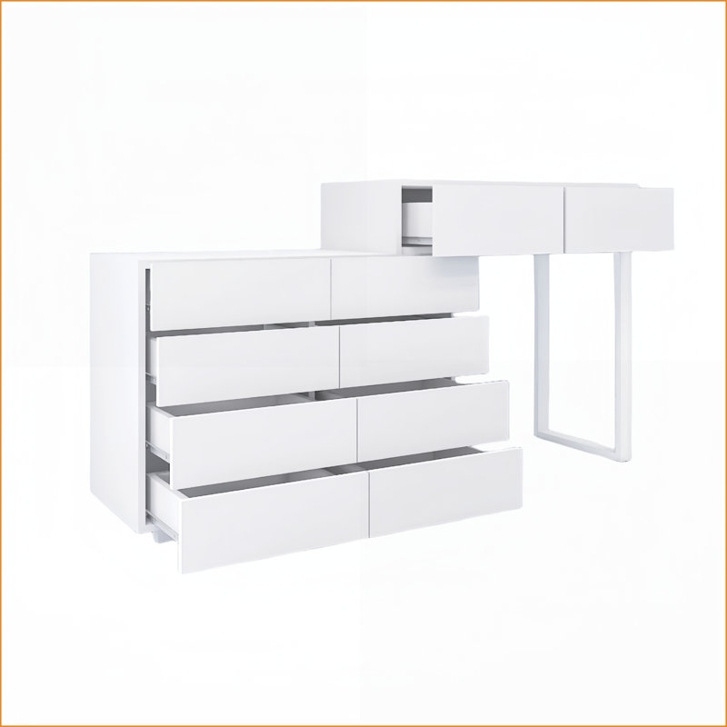 Dressers 10-Drawer No-Handle Chest, Multipurpose Storage | White | Engineered Wood