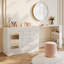 Bureau de meuble-lavabo de coin moderne avec rangement, meuble-lavabo de maquillage en L avec plateau tournant et armoire-2099946809