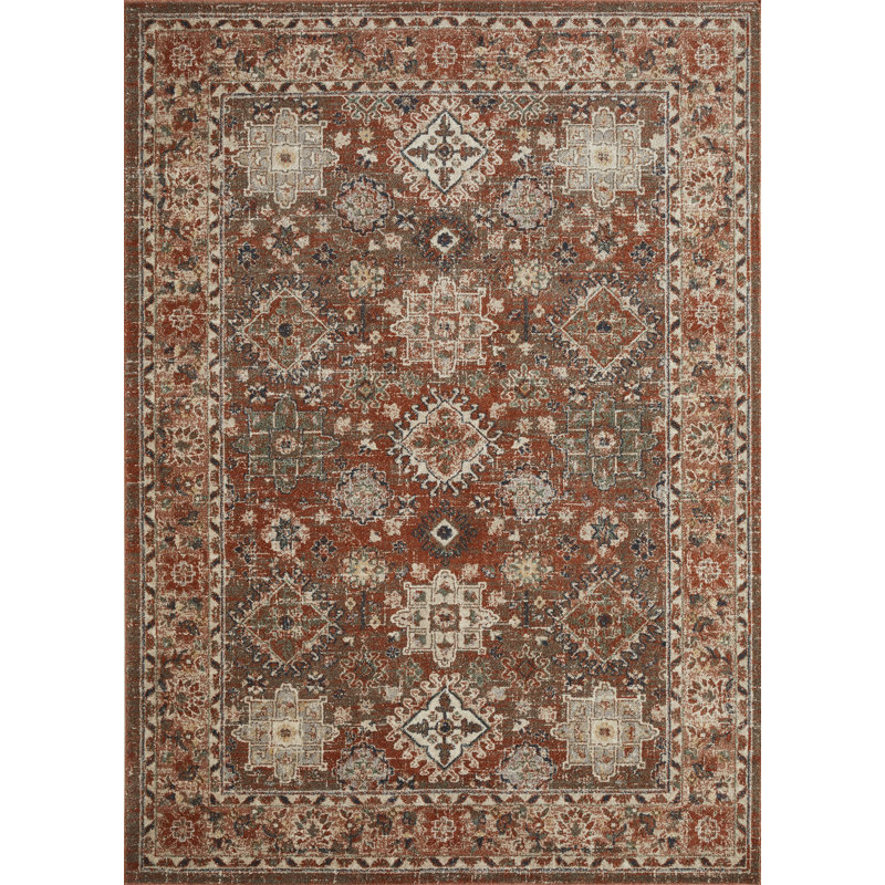 Tapis oriental en polypropylène rouge, Rectangle 6 pi 7 po x 9 pi 2 po