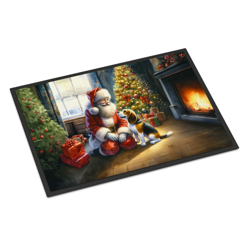 Beagle and Santa Claus Doormat, 24" W x 36" L