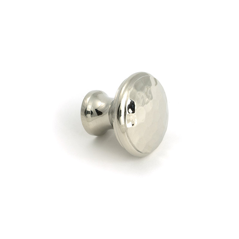 Hammered Round Knob, Polished Nickel, 1.18" Knob Diameter